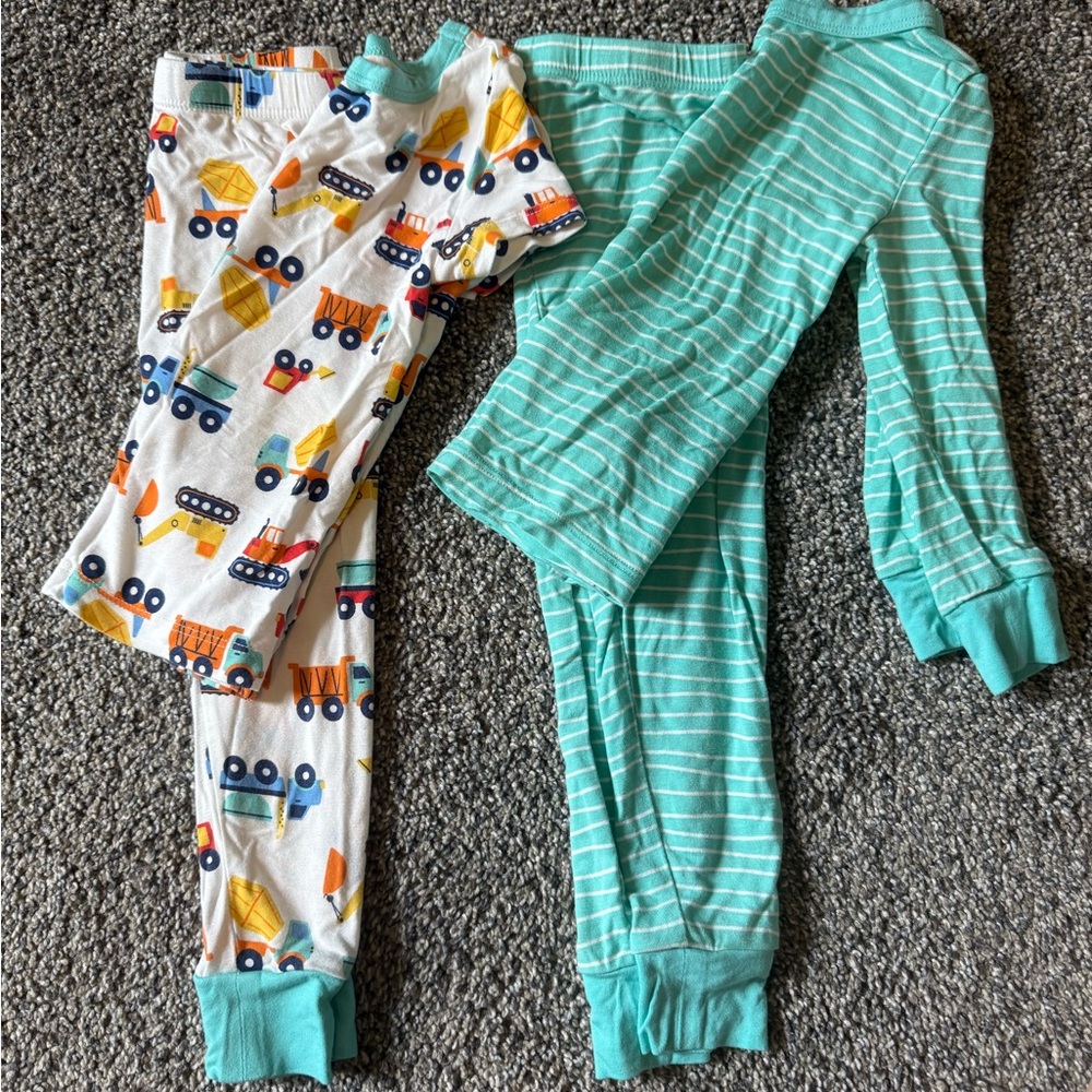 Little Me Construction and Striped Toddler Pajama Sets